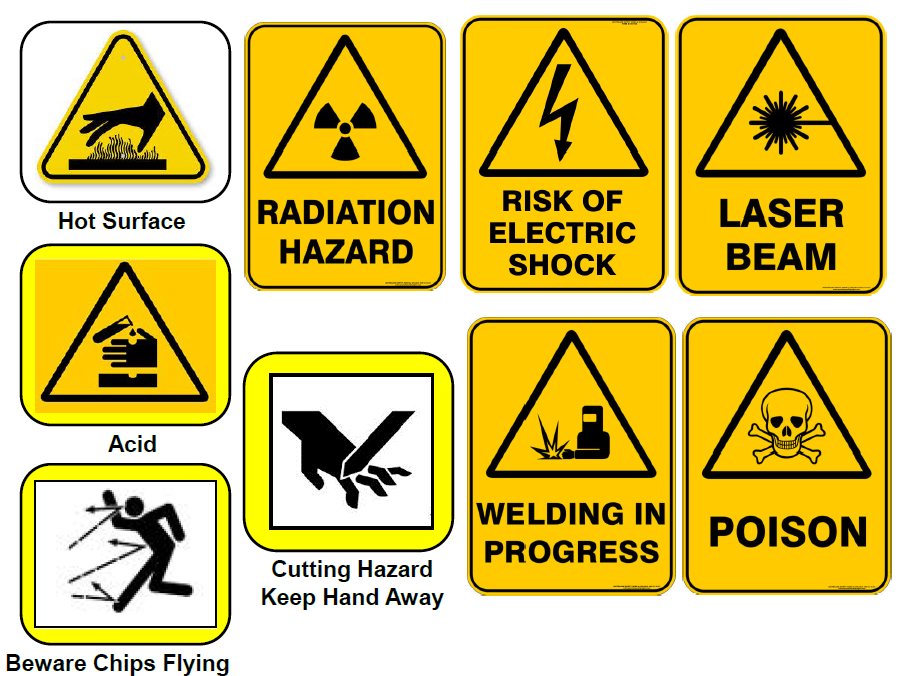 all warning signs used in the SP fablab